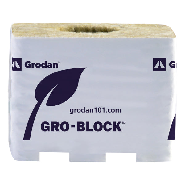 Grodan Gro-Block Improved GR7.5 Medium with Hole, 4" x 4" x 3" - Case of 192