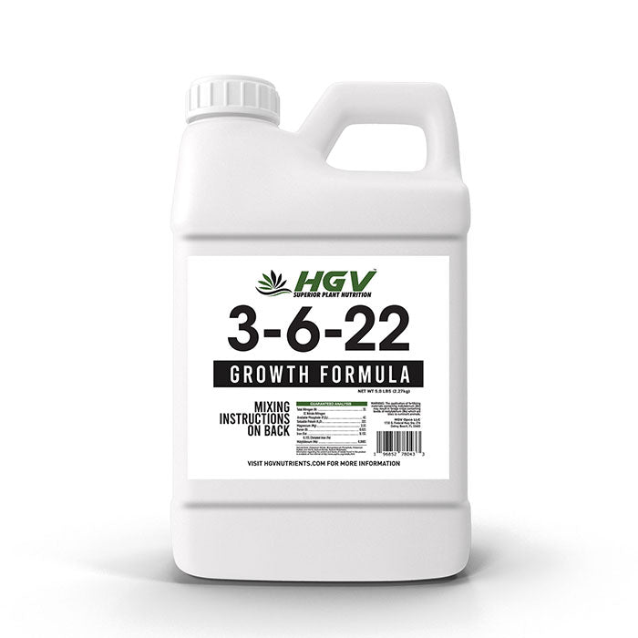 HGV Nutrients Growth Formula 3-6-22, 2.5 Gallon Jug