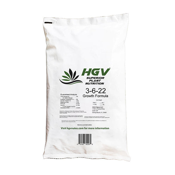 HGV Nutrients Growth Formula 3-6-22, 25 lbs.