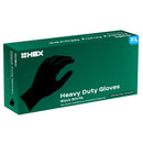 HBX Heavy Duty Premium Black Nitrile Gloves, Extra Large, Box of 100