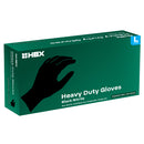HBX Heavy Duty Premium Black Nitrile Gloves, Large, Box of 100