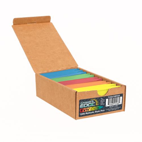 Grower's Edge Plant Stake Labels, Multi-Color Pack, 4" x 5/8", Case of 1000