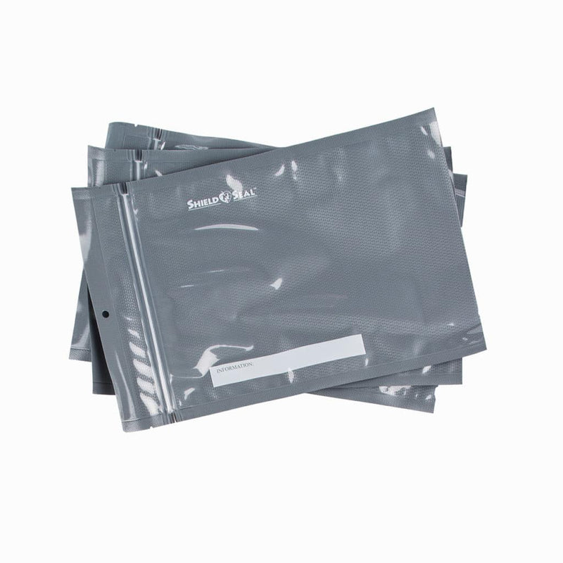 Shield N Seal 1000 Pre-Cut Clear and Black Vacuum Sealer Bags with Zipper, 8" x 12" - Pack of 50