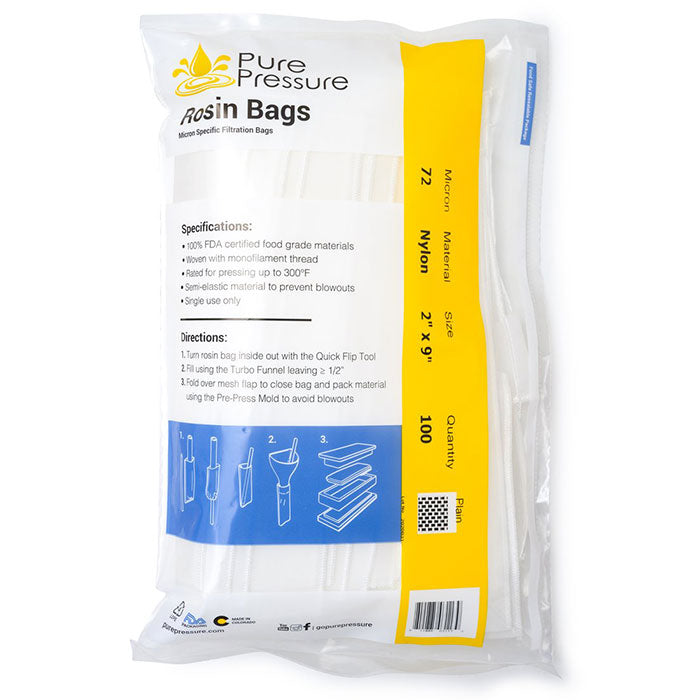 PurePressure 2.5"x9" 72 Micron Rosin Filter Bag - Pack of 100