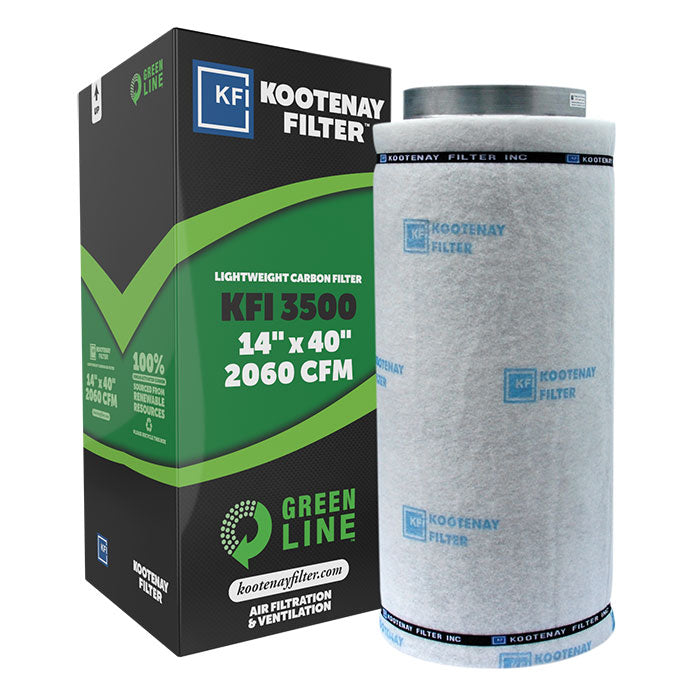 Kootenay Filter KFI 3500 Green Line Carbon Filter with Flange, 14" - 2060 CFM