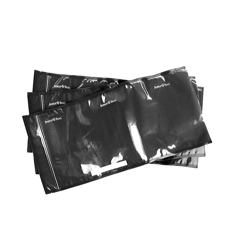 Shield N Seal 1200 Pre-Cut Clear and Black Vacuum Sealer Bags With Zipper, 11" x 23" - Pack of 50