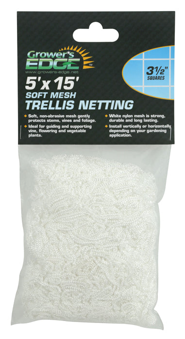 Grower's Edge Soft Mesh Trellis Netting 5 ft x 15 ft w/ 3.5 in Squares (12/Cs)
