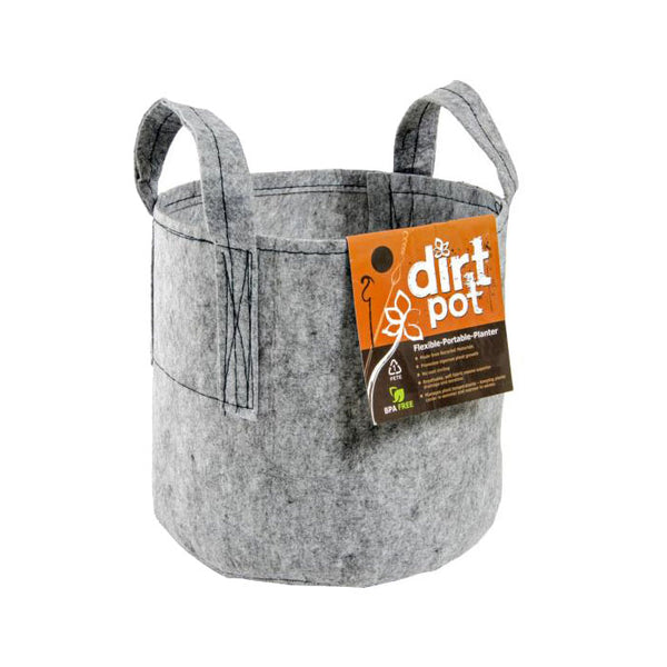 Dirt Pot Round Fabric Pot with Handles, 10 Gallon - Grey