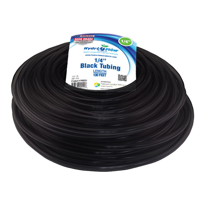 Hydro Flow Black Vinyl Tubing, 1/4 Inch (ID), 100 Feet