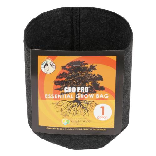 Gro Pro Essential Round Fabric Pot, 1 Gallon - Black