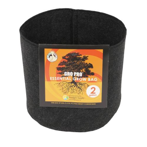 Gro Pro Essential Round Fabric Pot, 2 Gallon - Black