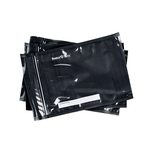 Shield N Seal 1600 Pre-Cut Clear and Black Vacuum Sealer Bags with Zipper, 5" x 8" - Pack of 50